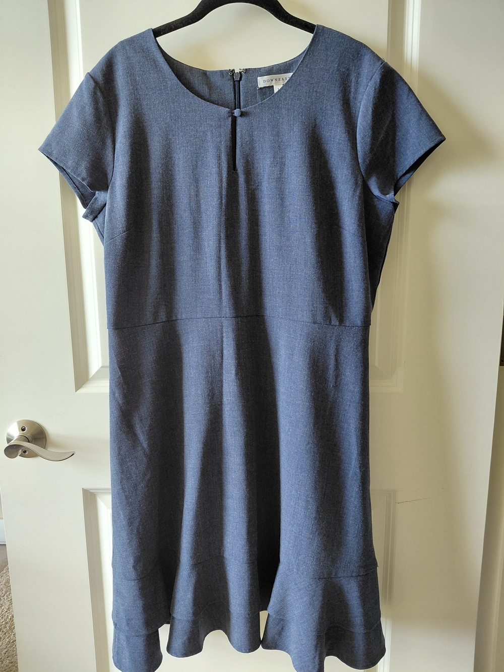 Classic Navy Short-Sleeve A-Line Dress